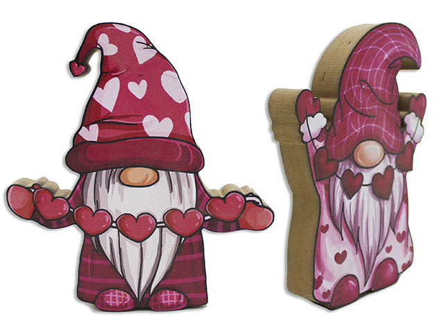 7.87In V'Tine Mdf Die-Cut Gnome Tabletop Decor. 2 Asst.Styles.