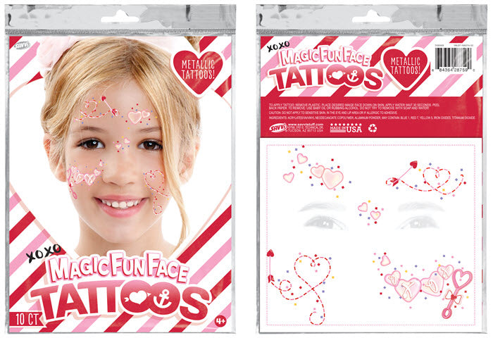 Valentines Magic Fun Face Tattoos 10 Pack