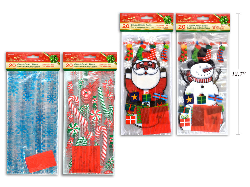 Christmas Cello Candy Bags 20 Pack