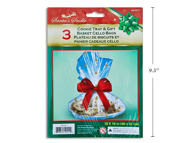 Christmas Cello Cookie Tray Bags 3 Pack