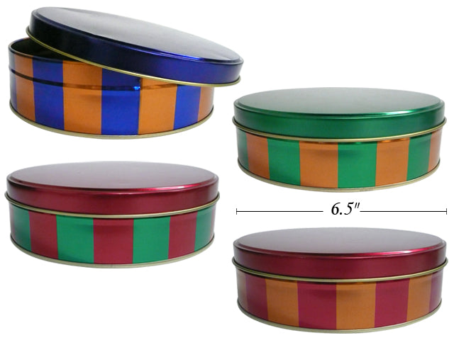 Christmas Stripe Metallic Cookie Tin