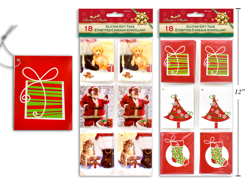 Christmas Glitter Gift Tags 18 Pack