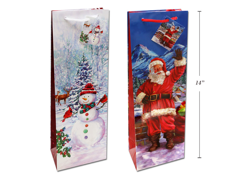 Christmas Traditional Glossy Gift Bag Bottle