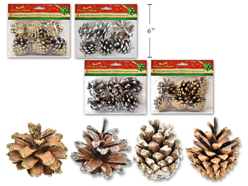 Christmas Pine Cone Ornaments 6 Pack