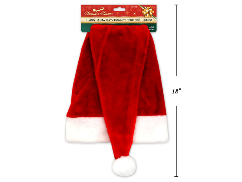 Jumbo Plush Santa Hat With White Plush Trim