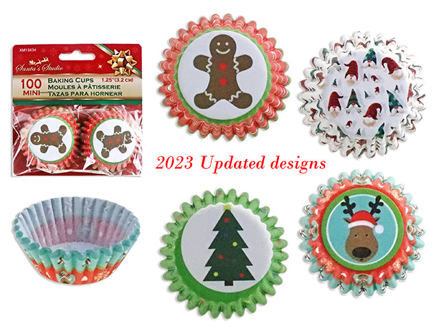 Christmas Mini Baking Cups 100 Pack