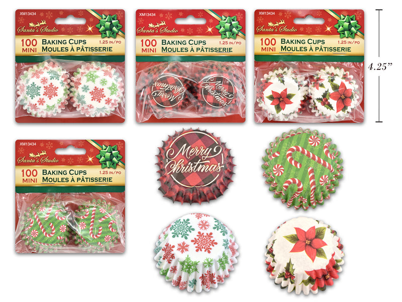 Christmas Mini Baking Cups 100 Pack
