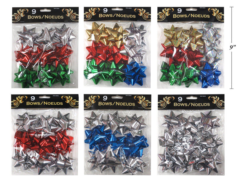Christmas Holographic Gift Bows 9 Pack