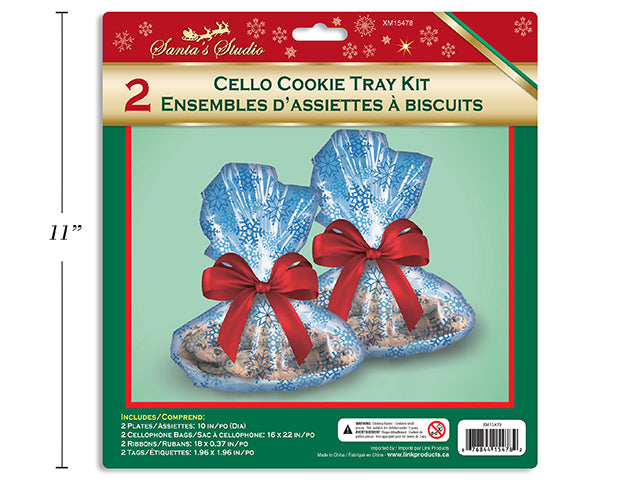 Christmas Cello Cookie Tray Kits 2 Pack
