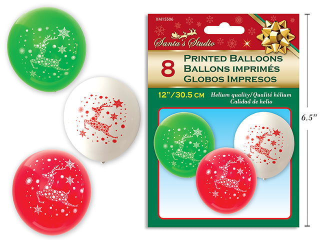 Christmas Printed Balloon 8 Pack