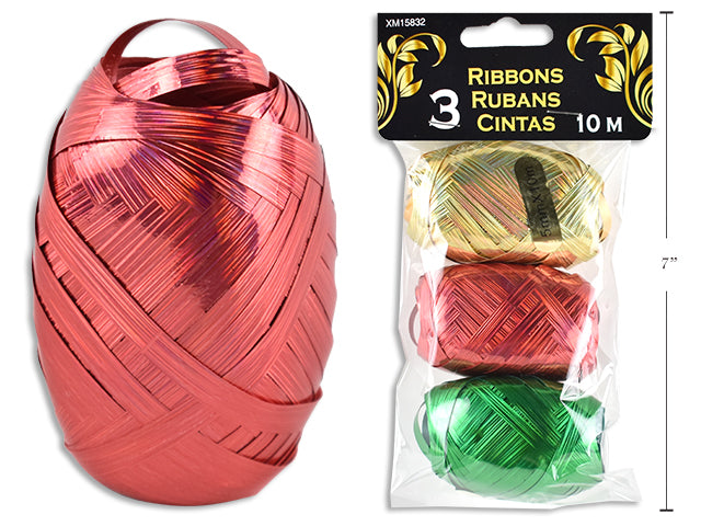Christmas Lacquer Holographic Curling Ribbon Roll 3 Pack