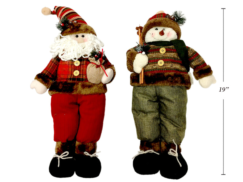 Traditional Style Standing Santa Snowman Plush Character