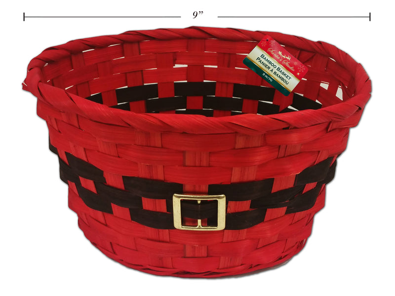 Christmas Round Santa Suit Bamboo Basket