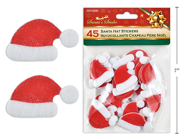 Christmas Felt Santa Hat Craft Stickers 45 Stickers