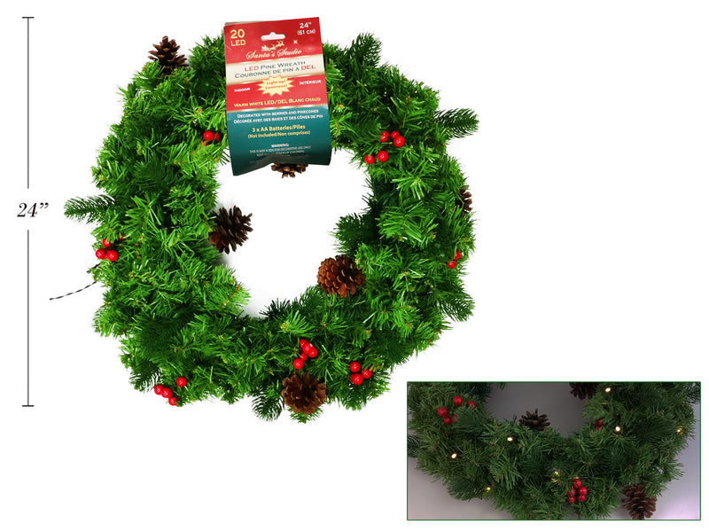 Christmas LED In Outdoor Pine Wreath