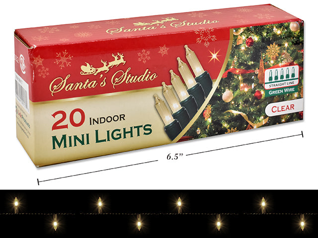 Christmas Mini Indoor Lights Clear Straight Line 20 Pack