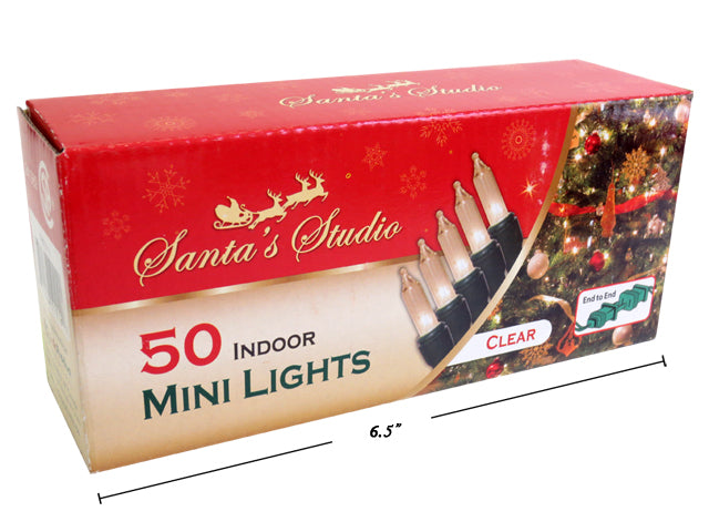 Christmas Mini Indoor Lights Clear End To End 50 Pack