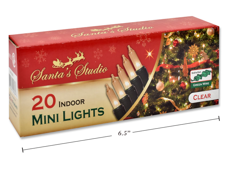 Christmas Mini Indoor Lights End To End Clear 20 Pack