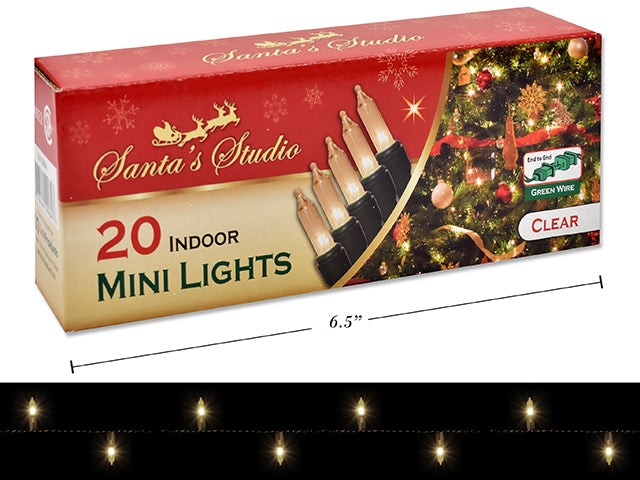 Christmas Mini Indoor Lights End To End Clear 20 Pack