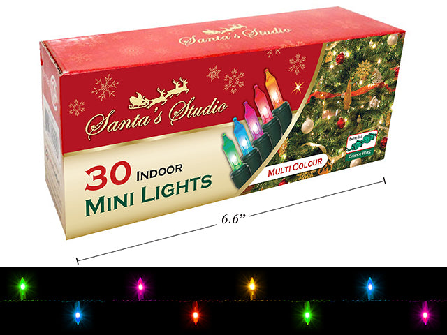 Christmas Mini Indoor Lights End To End Multi Color 30 Pack