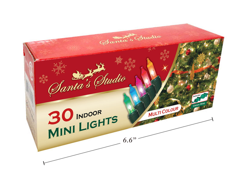 Christmas Mini Indoor Lights End To End Multi Color 30 Pack