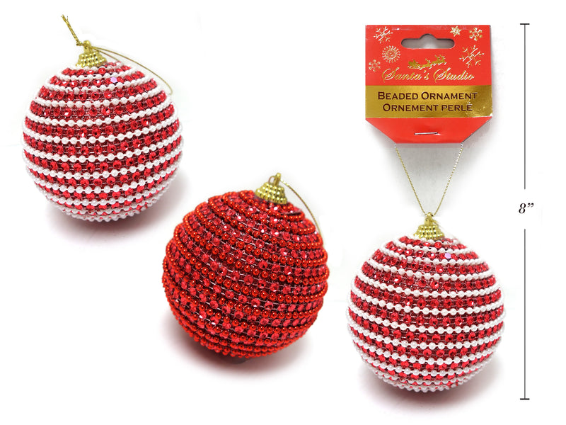 Beaded Round Ornament With Silver String