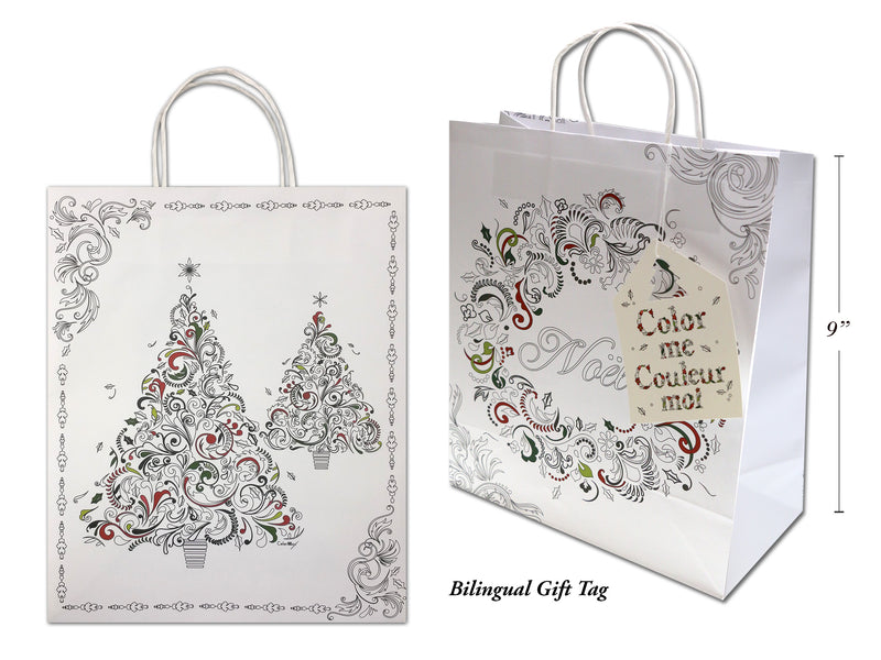 Christmas White Kraft Color Me Gift Bag Medium