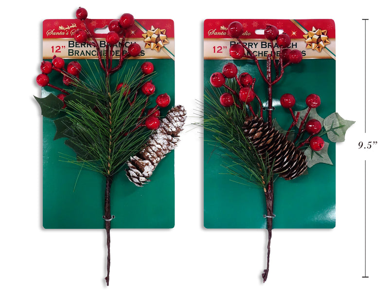 Christmas Berry Branches With Pine Cone