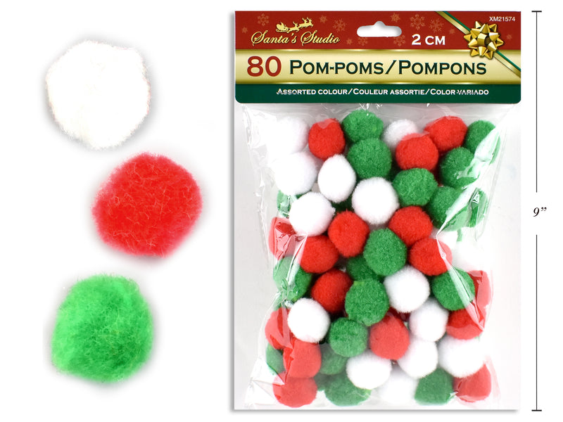 Christmas Pom Pom Assortments 80 Pack