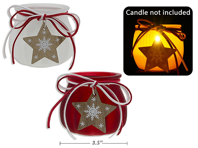 Christmas Frosted Glass Candle Holder