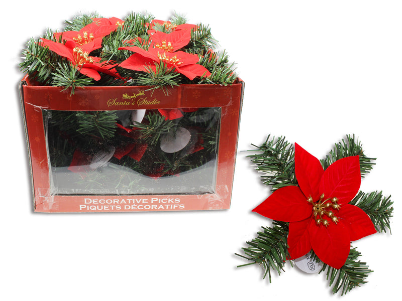 Poinsettia With Pine Clip