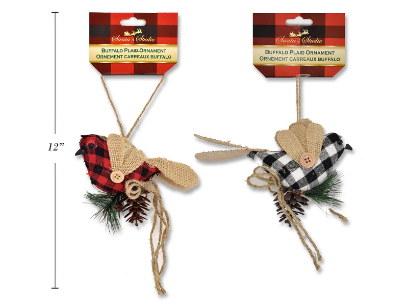 Christmas Canvas Buffalo Plaid Ornament