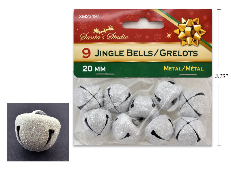 Christmas White Metal Jingle Bells 9 Pack