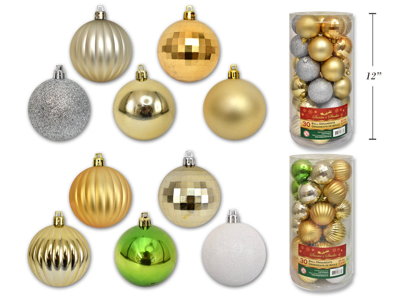 Christmas Ornaments In PVC Tub 30 Pack