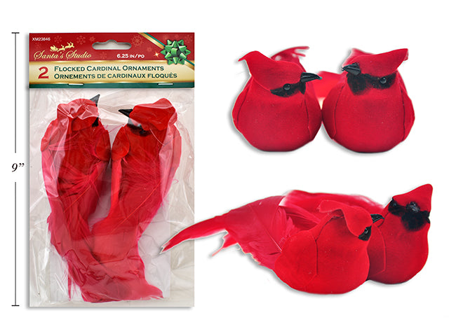 Christmas Flocked Cardinal Clip Ornament 2 Pack