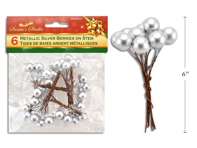 Christmas Metallic Silver Berries Decoration