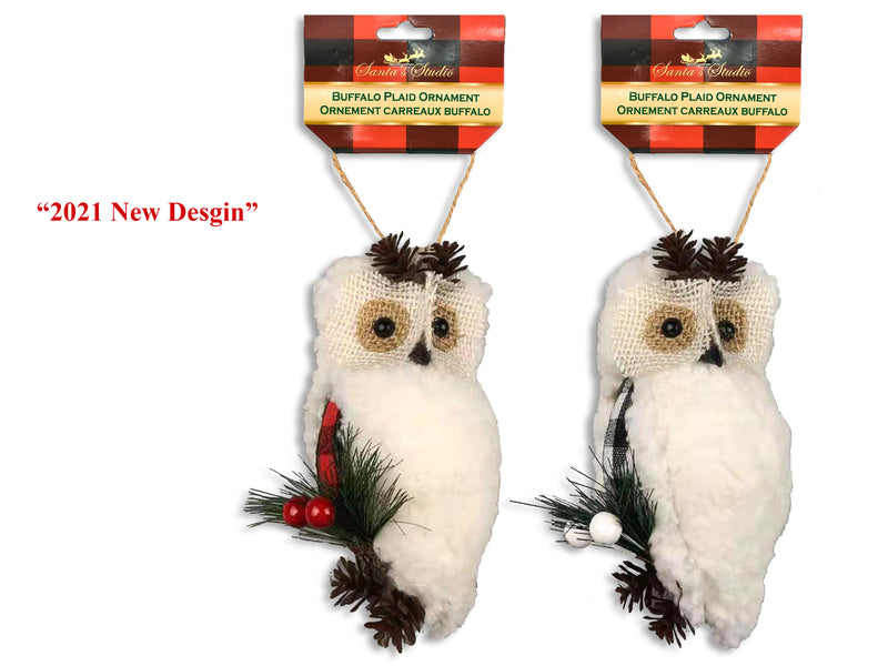 Christmas Plaid Owl Ornament