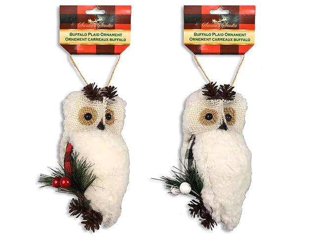 Christmas Plaid Owl Ornament
