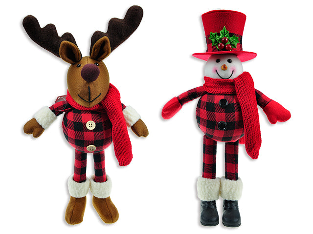 Christmas Buffalo Plaid Fabric Standing Moose Or Snowman