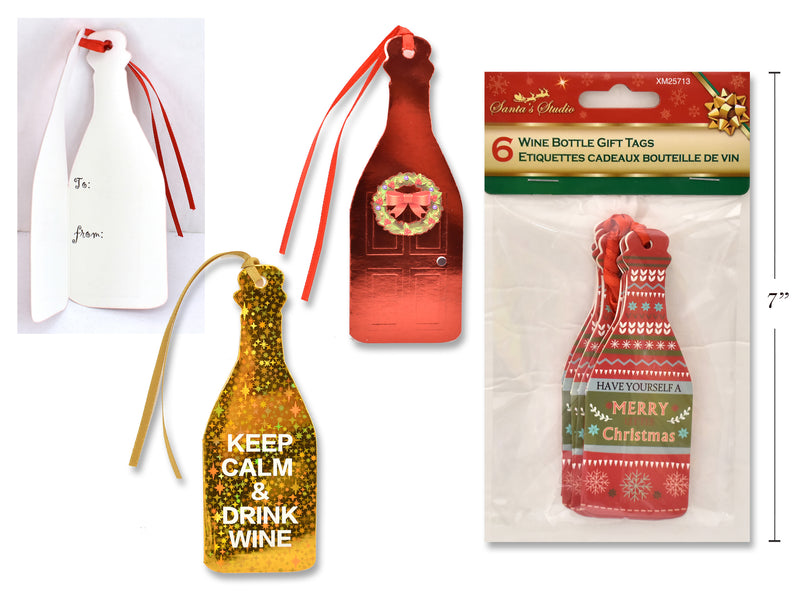 Christmas Deluxe Wine Bottle Tags 6 Pack