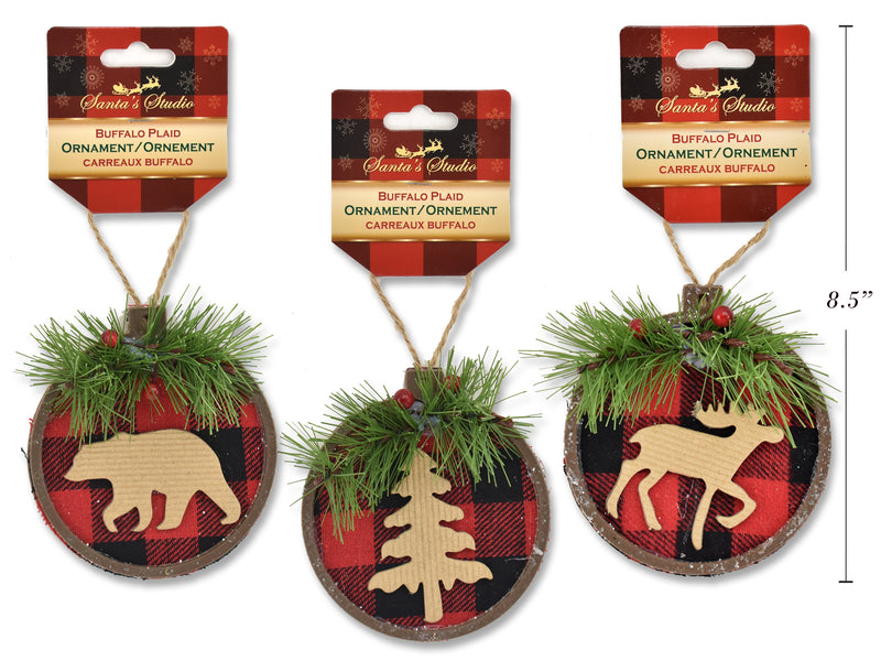 Christmas Plaid Tree Bark Ornament