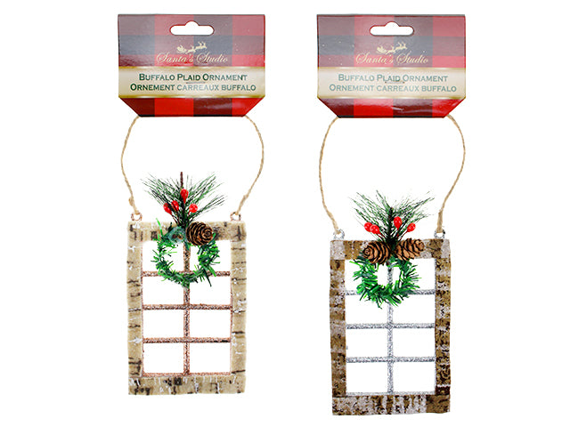 Christmas Birch Bark Window Frame Ornament