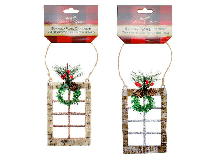 Christmas Birch Bark Window Frame Ornament