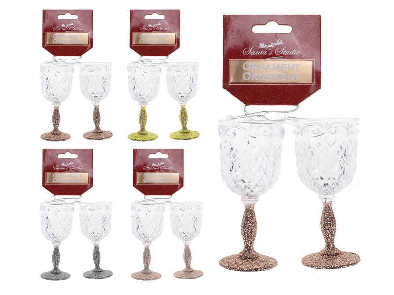 Christmas Wine Glass Ornament 2 Pack