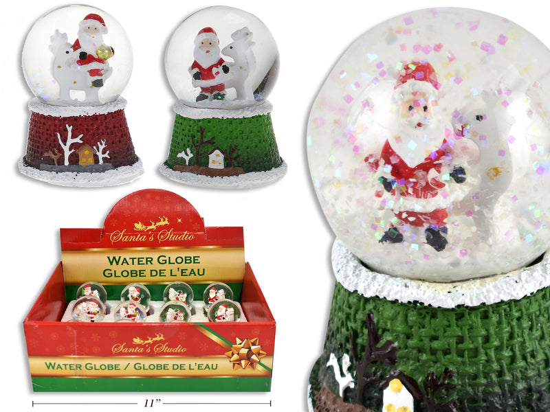 Christmas Polyresin Reindeer And Santa Water Globe