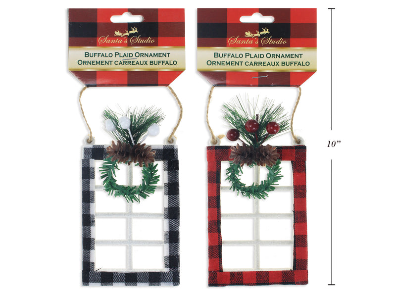 Buffalo Plaid Window Frame Ornament