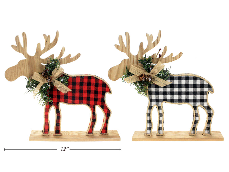 Mdf Buffalo Plaid Moose Table Top Decoration