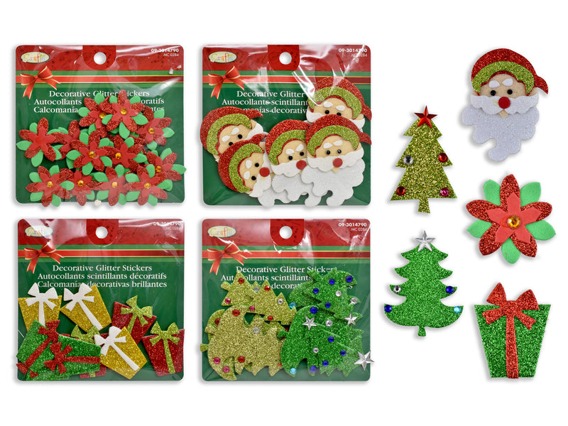 Christmas Glitter EVA Candy Cane Stickers 24 Stickers