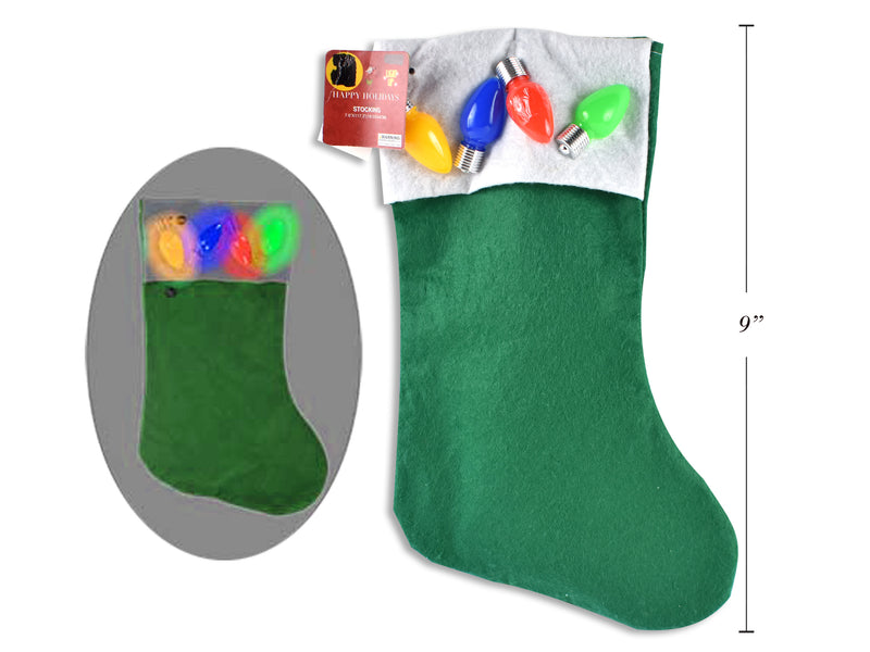 4 LED Flashing Blub Felt Stocking