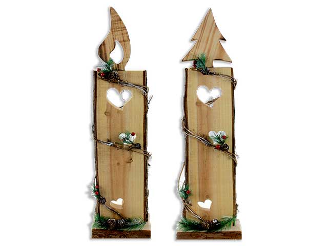 Fired Wood Die Cut Tree Bark Candle Decor